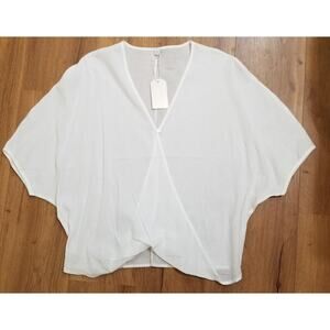 Unbranded Women's Pullover Top White V-Neck Gauze Material Short Sleeve NWOT's